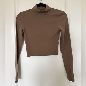 Zara Tan Long Sleeve Crop Top